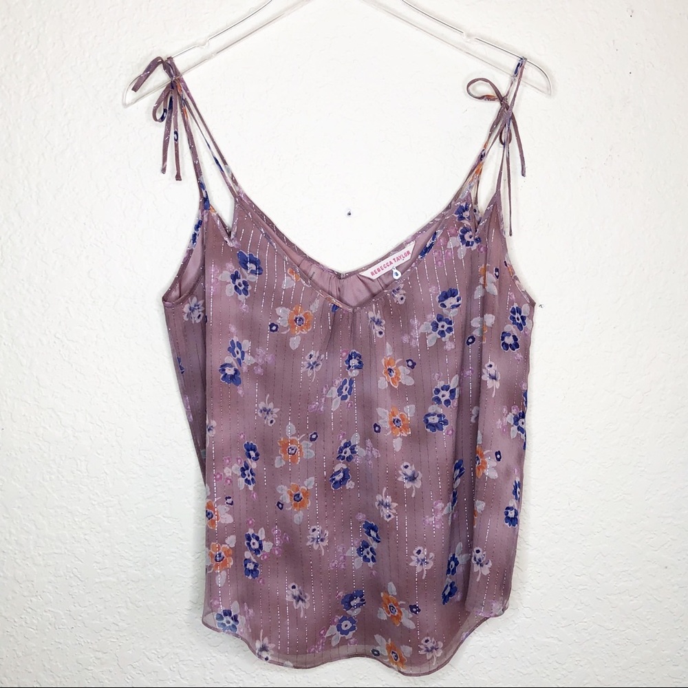 Rebecca Taylor | Dusty Pink & Silver Floral Tank